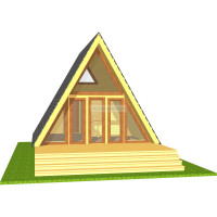 Мини дом 117 (Проект каркасного мини дома Tiny House шалаш 6х6 с крыльцом и верандой)