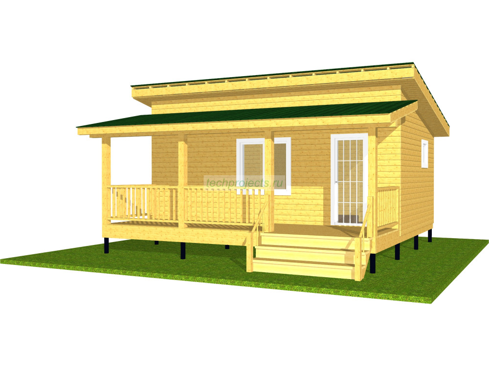 Мини дом 120 (Проект каркасного мини дома Tiny House 4х7 с  верандой)