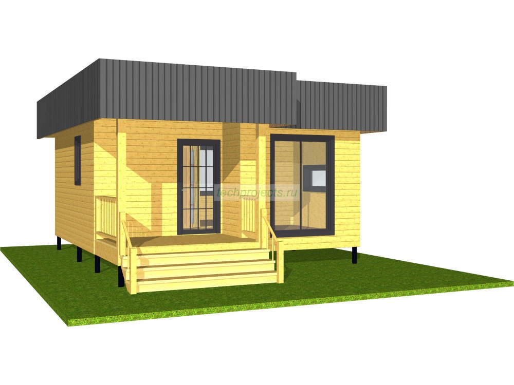 Мини дом 123 (Проект каркасного мини дома Tiny House 6х7)