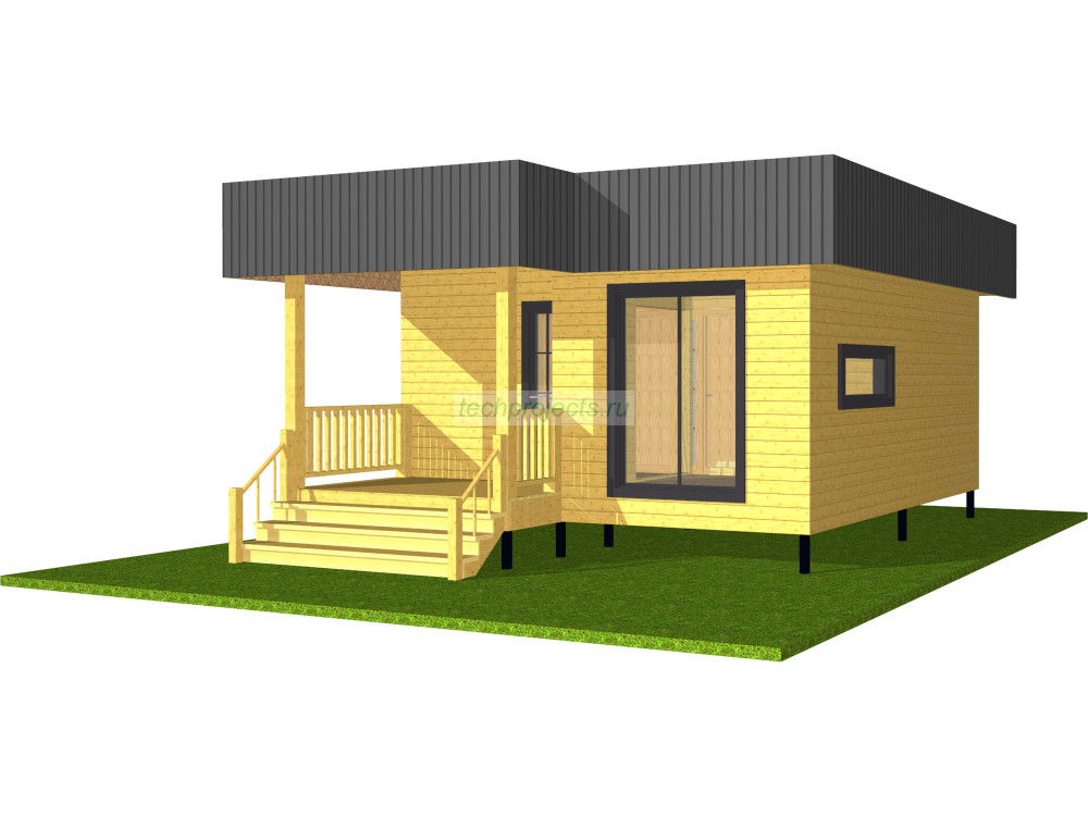 Мини дом 124 (Проект каркасного мини дома Tiny House 6х7)